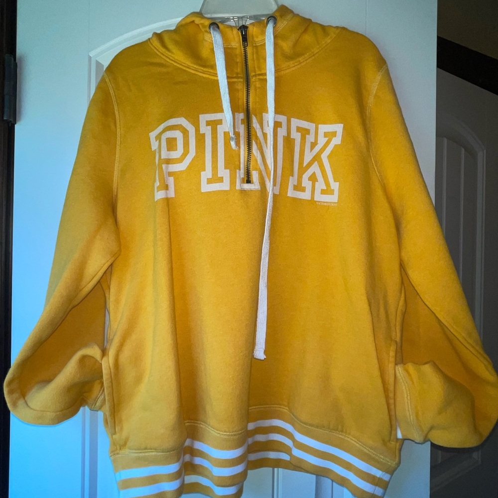 VS PINK, size large, yellow-gold 3/4 zip hoodie